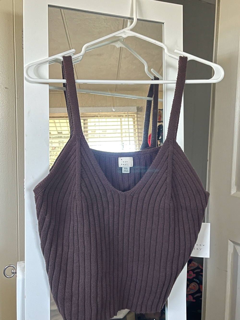 a new day Brown Ribbed Knit Tank Top